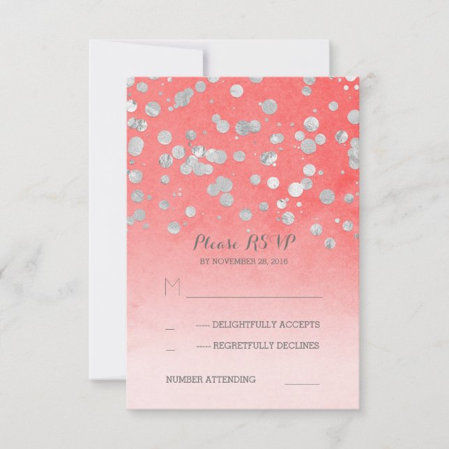 cartões RSVP de casamento de coral cor-de-rosa pra (Frente)