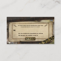 Cartões RSVP de Casamento de Couro Vitoriano Steam