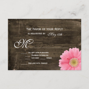 Cartões RSVP de Casamento de Daisy Rosa de Madeira