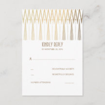 Cartões RSVP de Casamento de Deco de Arte Branca e