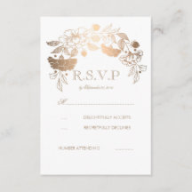 Cartões RSVP de Casamento de Dourados e Brancos