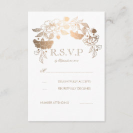 Cartões RSVP de Casamento de Dourados e Brancos
