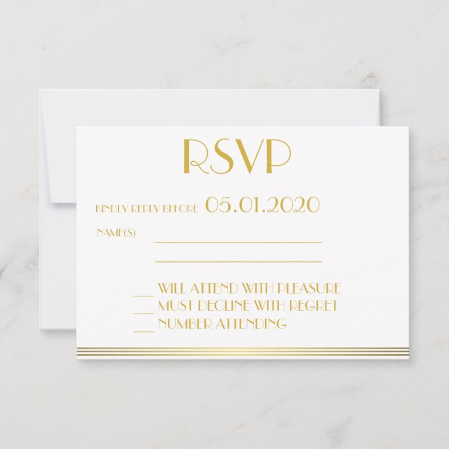 Cartões RSVP de Casamento de Excelente Dourado Mon (Frente)