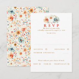 Cartões RSVP de Casamento de Flores Selvagens Terr