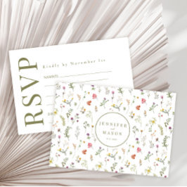 Cartões RSVP de casamento de flores silvestres col