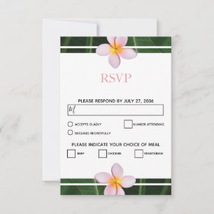 Cartões RSVP de Casamento de Frangipani Plumeria 