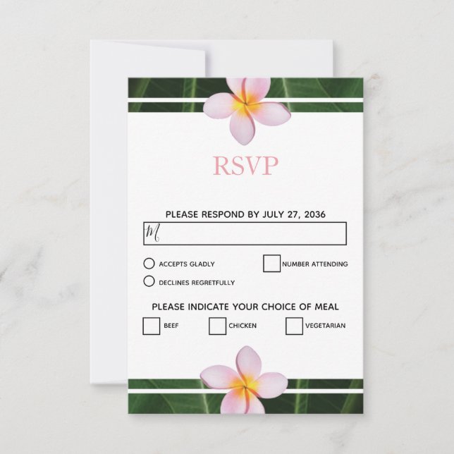 Cartões RSVP de Casamento de Frangipani Plumeria R (Frente)