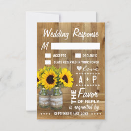 Cartões RSVP de Casamento de Girassol de Lace de J