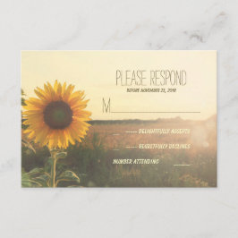cartões RSVP de casamento de girassol vintage