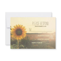 cartões RSVP de casamento de girassol vintage