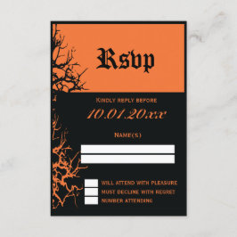 Cartões RSVP De Casamento De Halloween Preto E Lar