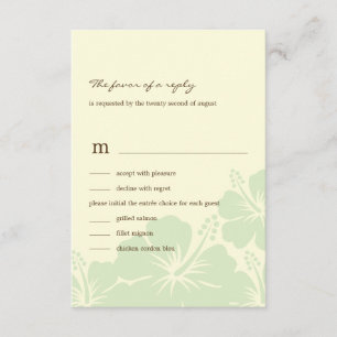 Cartões RSVP de Casamento de Hibiscus (Green)