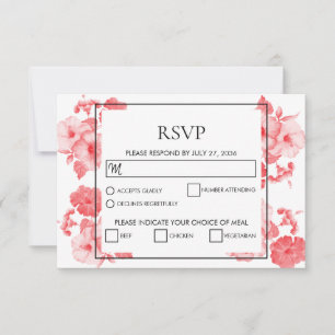 Cartões RSVP de Casamento de Hibiscus Watercolor 