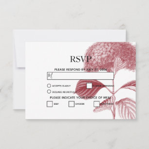 Cartões RSVP de Casamento de Hydrangea Burgundy E