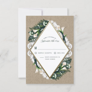 Cartões RSVP de Casamento de Lace e Calla Lily Bur