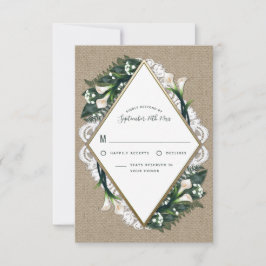 Cartões RSVP de Casamento de Lace e Calla Lily Bur