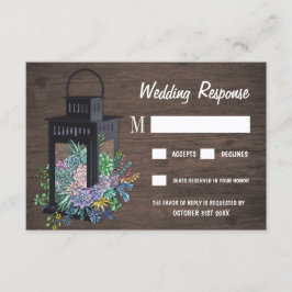 Cartões RSVP de Casamento de Lanterna Rústica Sucu
