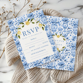 Cartões RSVP de casamento de limão-azul-italianos