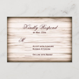 Cartões RSVP de Casamento de Madeira da RSVP do Pa