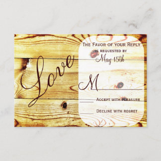 Cartões RSVP de Casamento de Madeira de Casamento