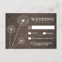 Cartões RSVP de Casamento de Madeira de Dandelion 