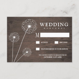 Cartões RSVP de Casamento de Madeira de Dandelion 