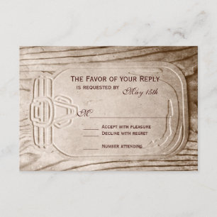Cartões RSVP de Casamento de Madeira Rustic Wood M