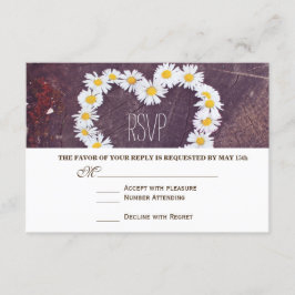 Cartões RSVP de Casamento de Madeira Rústica Daisy