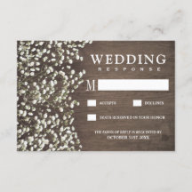 Cartões RSVP de Casamento de Madeira Rústica de Ba