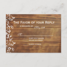 Cartões RSVP de Casamento de Madeira Rústica de Sw