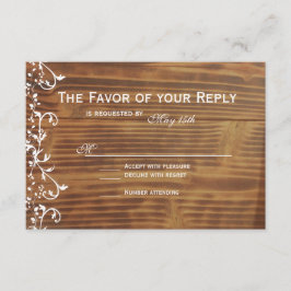 Cartões RSVP de Casamento de Madeira Rústica de Sw