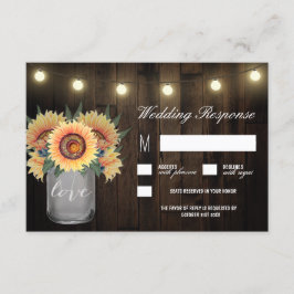 Cartões RSVP de Casamento de Mason Jar Lights e Su