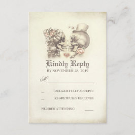 Cartões RSVP de Casamento de Morto do Casal do crâ