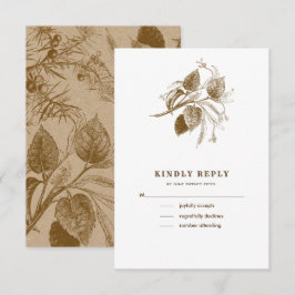 Cartões RSVP de Casamento de Papel Kraft do Sketch