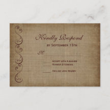 Cartões RSVP de Casamento de Papel Vintage Rustic