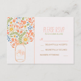 cartões RSVP de casamento de pedras de flores boni