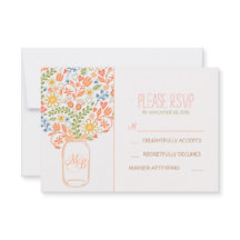 cartões RSVP de casamento de pedras de flores boni