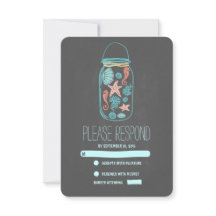 Cartões RSVP de casamento de pedras de praia náuti