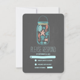 Cartões RSVP de casamento de pedras de praia náuti