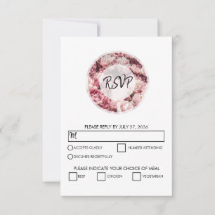 Cartões RSVP de Casamento de Peões Rosa Elegante