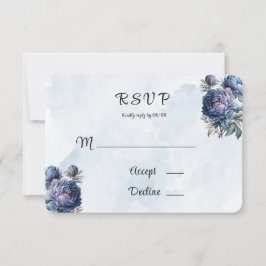 Cartões RSVP de Casamento de Peony Pintado com Mar