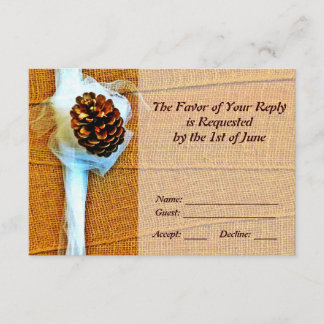 Cartões RSVP de Casamento de Pinecone do País Russ