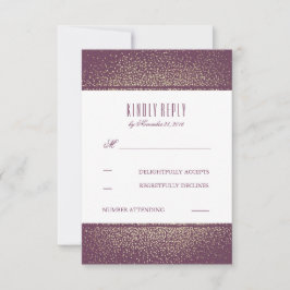 Cartões RSVP de Casamento de Plum com Glitter Dour