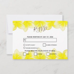 Cartões RSVP de Casamento de Plumeria Amarela Fra