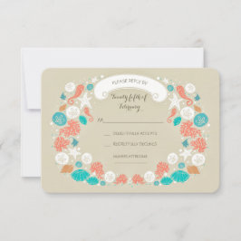 Cartões RSVP de Casamento de Praia Bonita