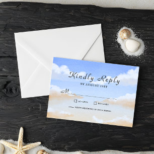 Cartões RSVP de Casamento de Praia do Céu Azul Rad
