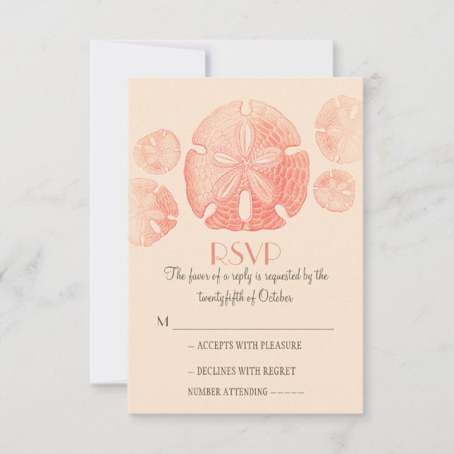 Cartões RSVP de casamento de praia em dólar (Frente)
