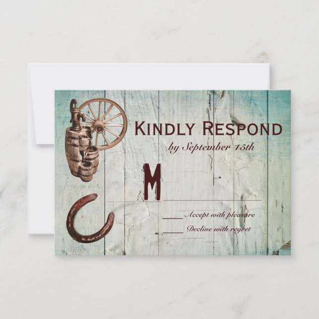 Cartões RSVP de Casamento de Roda de Ferradura (Frente)