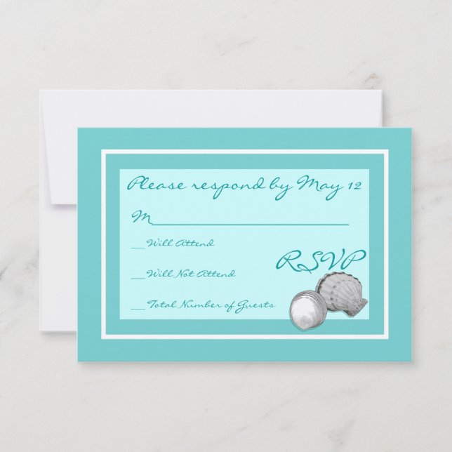 Cartões RSVP de Casamento de Sea Shell (Frente)