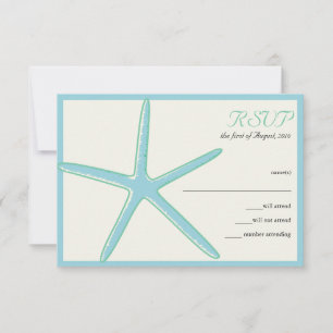 Cartões RSVP de Casamento de Starfish Aquamarine